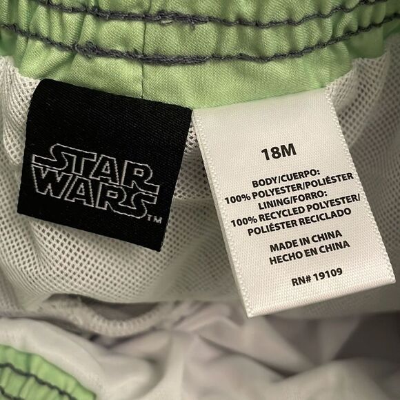 Star Wars Swim Trunks Infant 18 Months Baby Yoda Frogs Green Gray - Picture 2 of 11